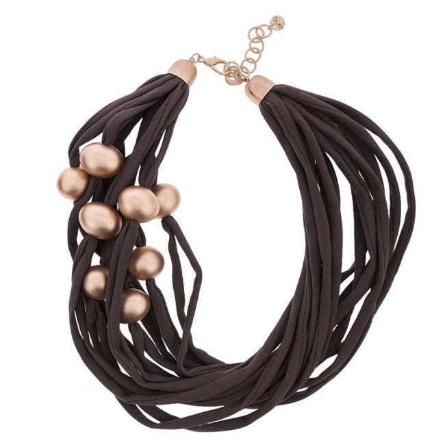 TUBE SHORT NECKLACE WITH IMITATION METAL BEADS