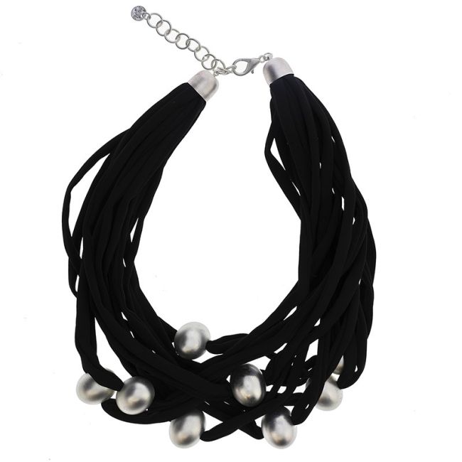 TUBE SHORT NECKLACE WITH IMITATION METAL BEADS