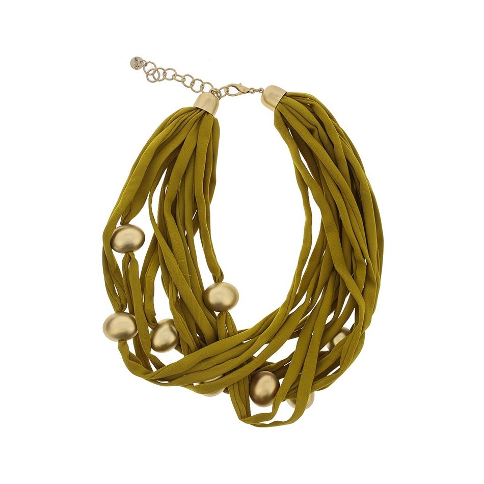 TUBE SHORT NECKLACE WITH IMITATION METAL BEADS