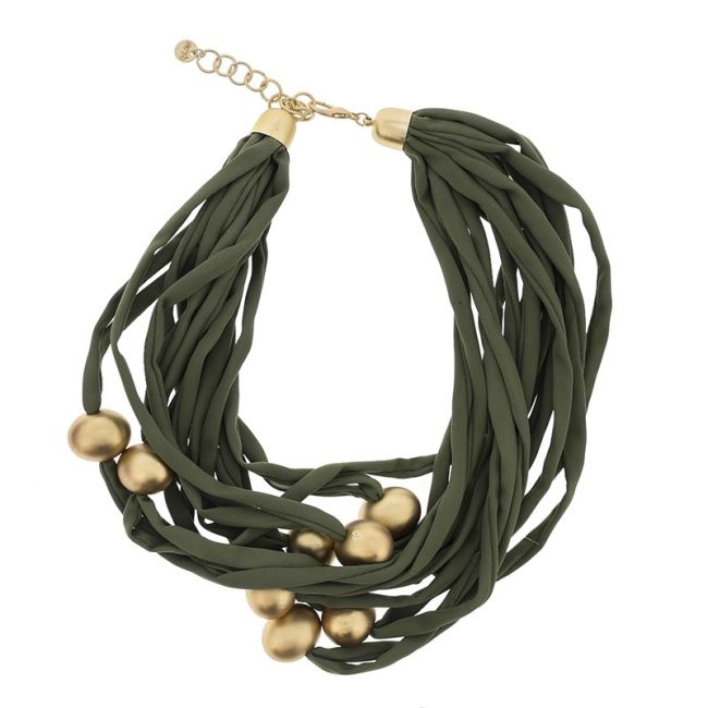 TUBE SHORT NECKLACE WITH IMITATION METAL BEADS