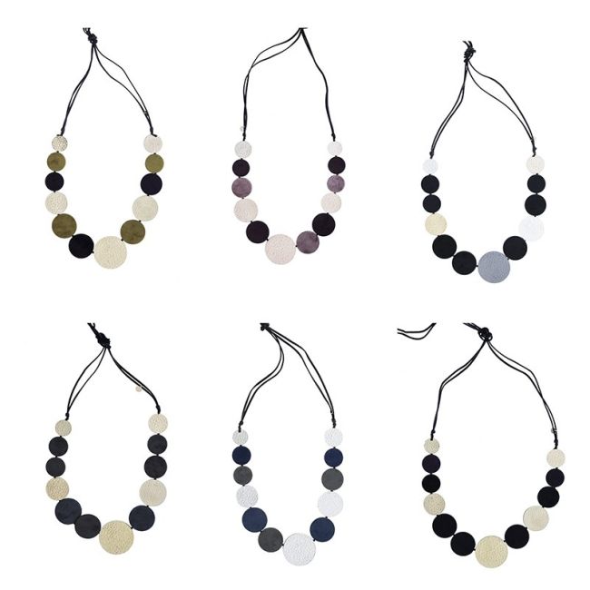 METAL LEATHER MEDALS LONG NECKLACE