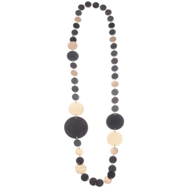 METAL LEATHER MEDALS CHAIN LONG NECKLACE