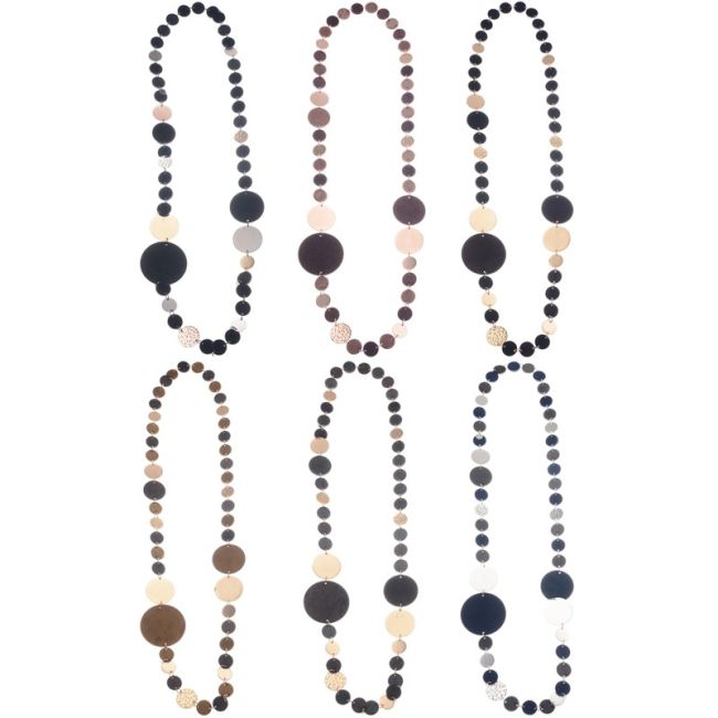 COLLAR LARGO CADENA MEDALLAS METAL CUERO