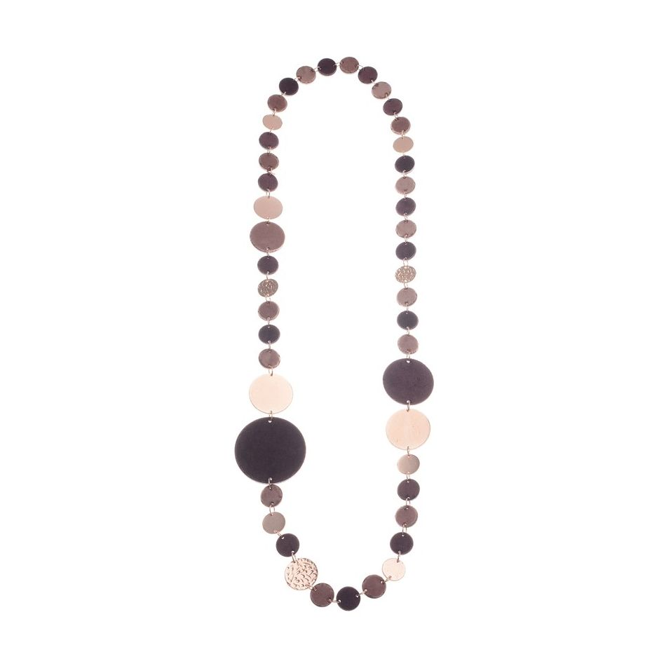 METAL LEATHER MEDALS CHAIN LONG NECKLACE