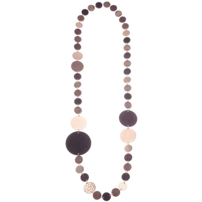 METAL LEATHER MEDALS CHAIN LONG NECKLACE