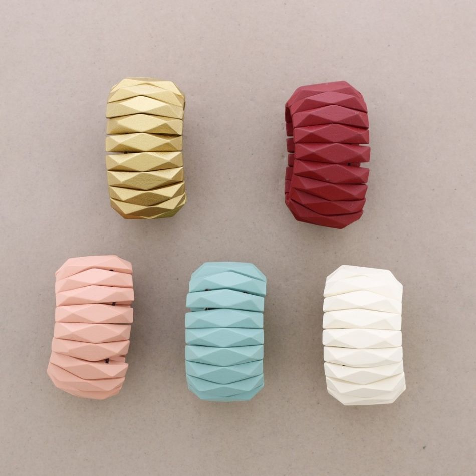 SHAPES ELASTIC WOODEN BRACELET