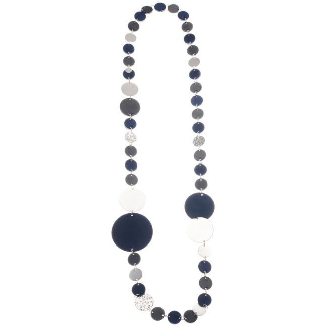 METAL LEATHER MEDALS CHAIN LONG NECKLACE