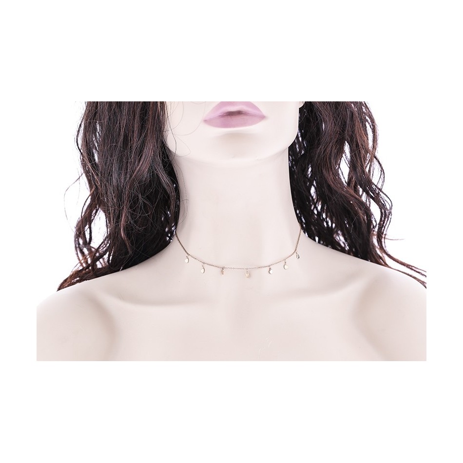 STEEL SHORT NECKLACE WITH LITTLE HEART PENDANTS