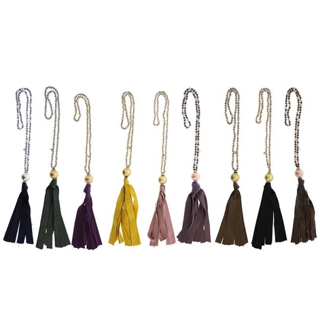 COLLAR LARGO CRISTALES COLGANTE FLECO