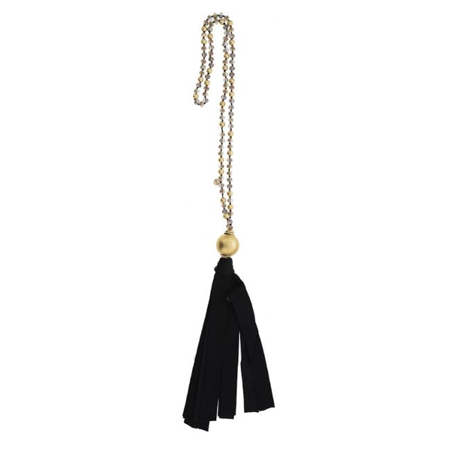 COLLAR LARGO CRISTALES COLGANTE FLECO