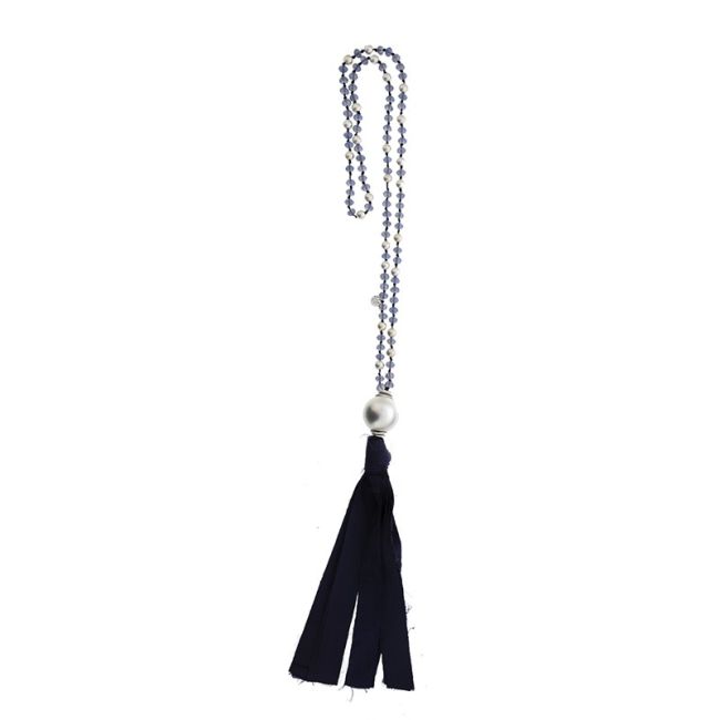 COLLAR LARGO CRISTALES COLGANTE FLECO