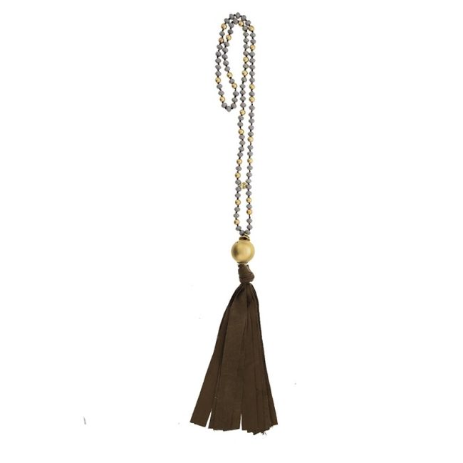 LONG CRYSTAL NECKLACE WITH FRINGE
