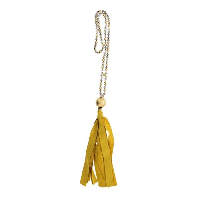 LONG CRYSTAL NECKLACE WITH FRINGE