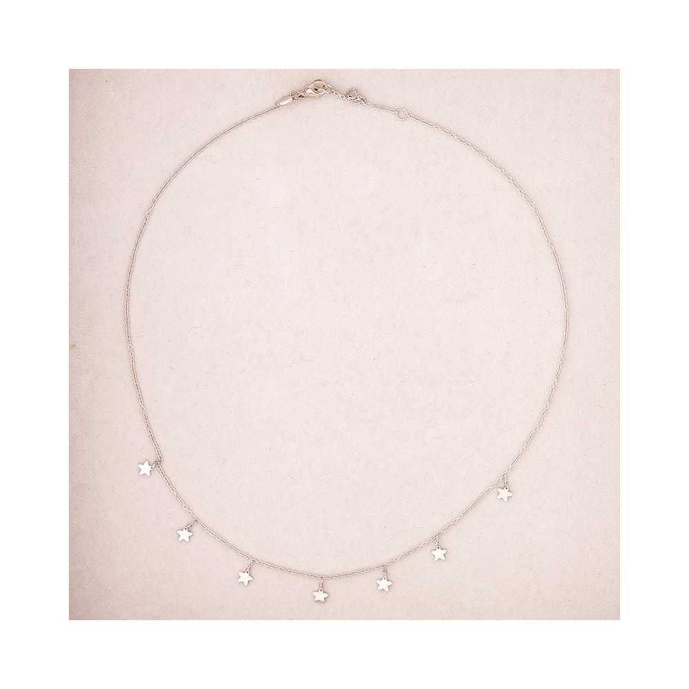 STEEL SHORT NECKLACE WITH LITTLE STAR PENDANTS