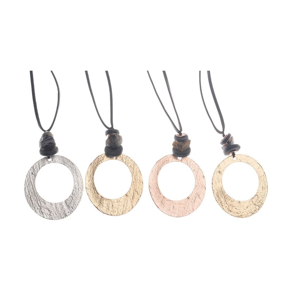 LONG NECKLACE WITH METAL RING PENDANT