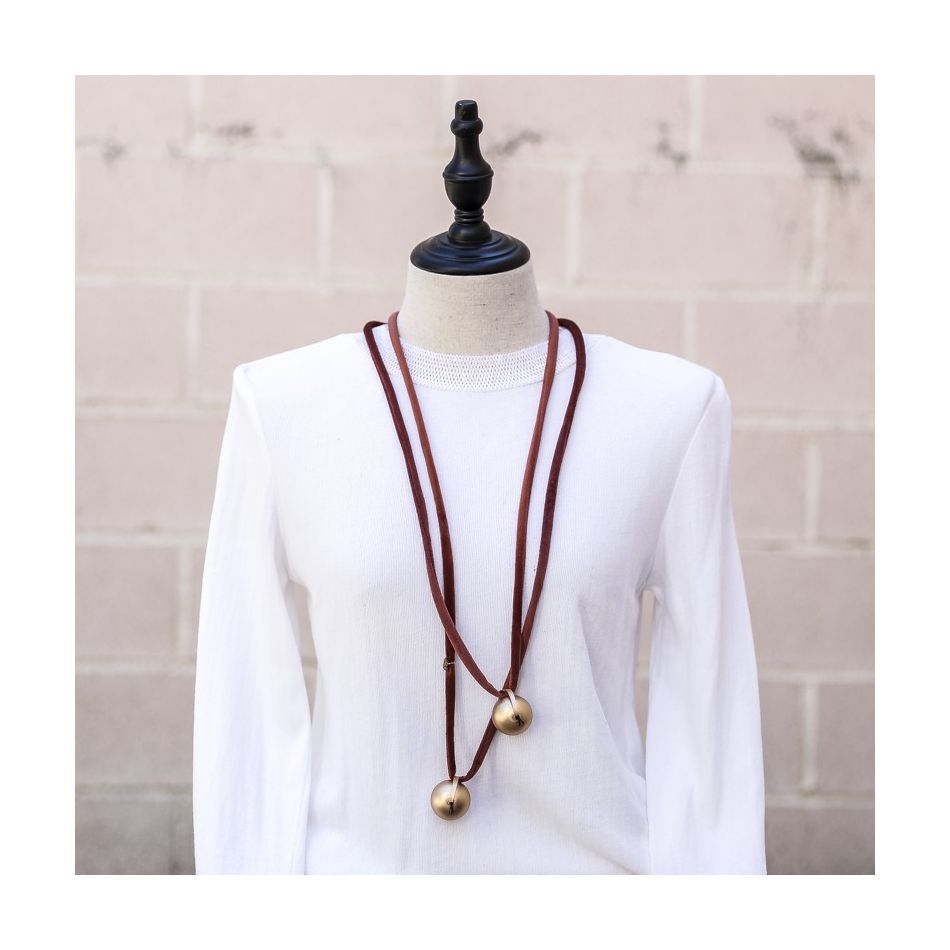 COLLAR LARGO TERCIOPELO DOBLE COLGANTE BOLAS