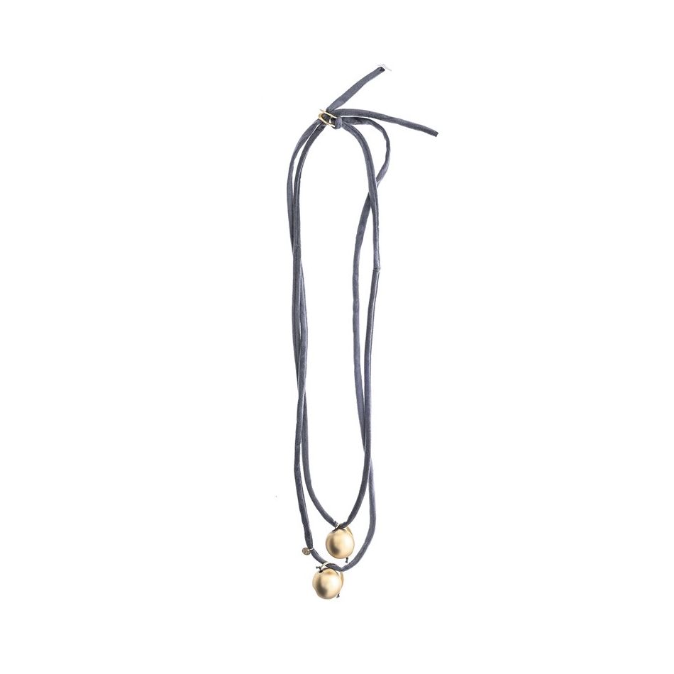 COLLAR LARGO TERCIOPELO DOBLE COLGANTE BOLAS