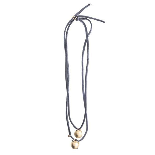COLLAR LARGO TERCIOPELO DOBLE COLGANTE BOLAS