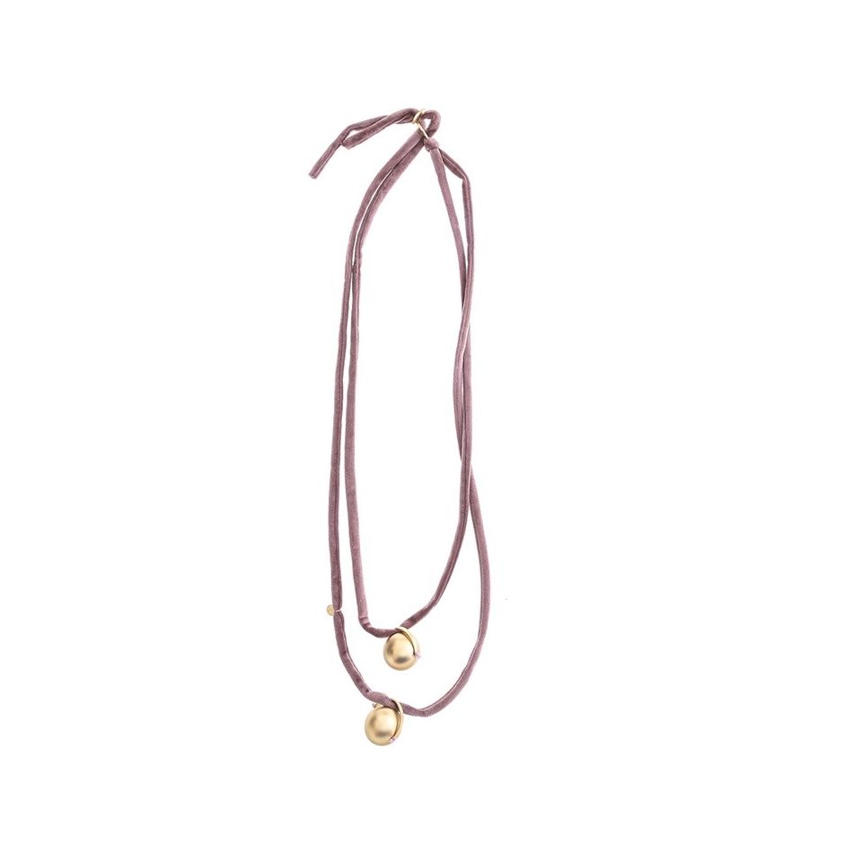 COLLAR LARGO TERCIOPELO DOBLE COLGANTE BOLAS