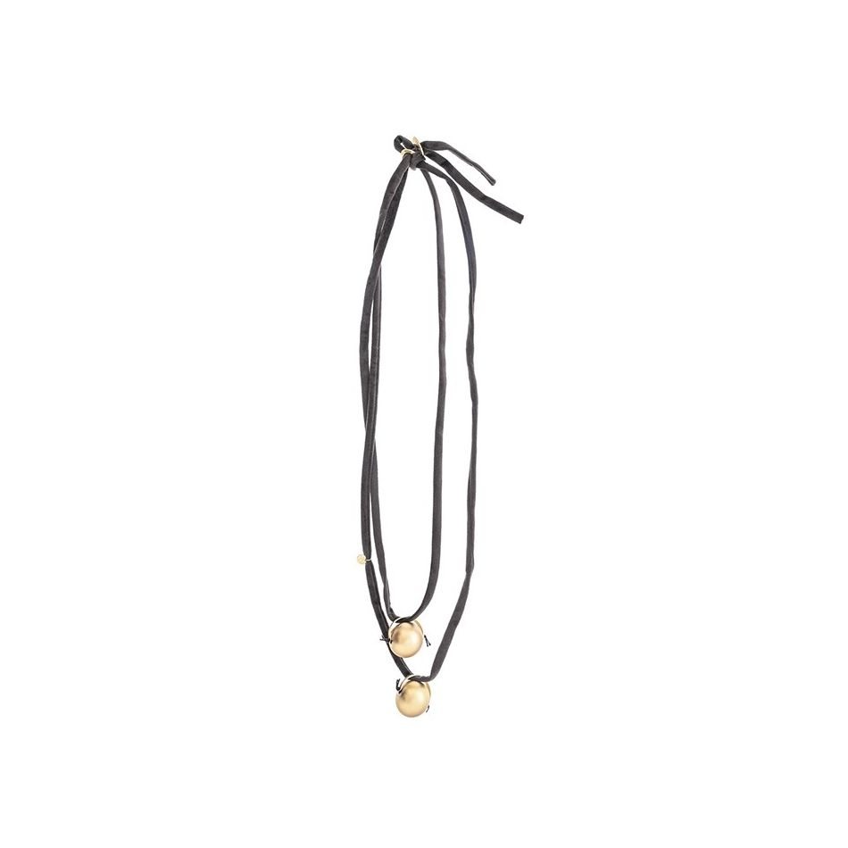 COLLAR LARGO TERCIOPELO DOBLE COLGANTE BOLAS