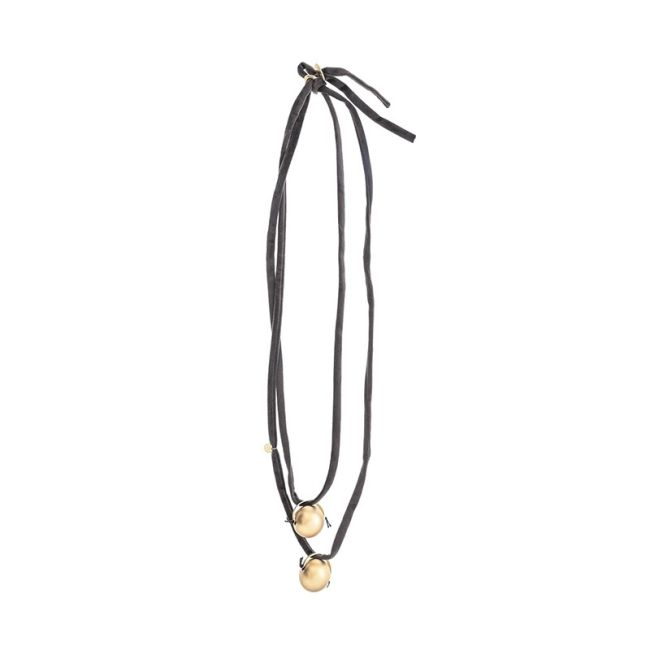 COLLAR LARGO TERCIOPELO DOBLE COLGANTE BOLAS
