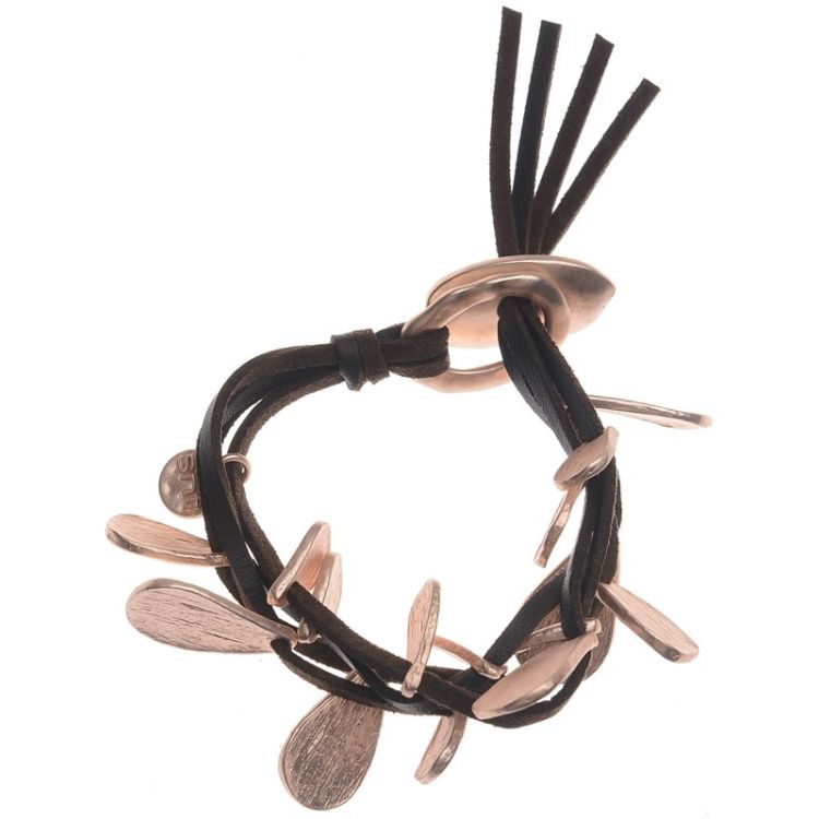 SUEDE BRACELET WITH 4 ROWS METAL BEADS