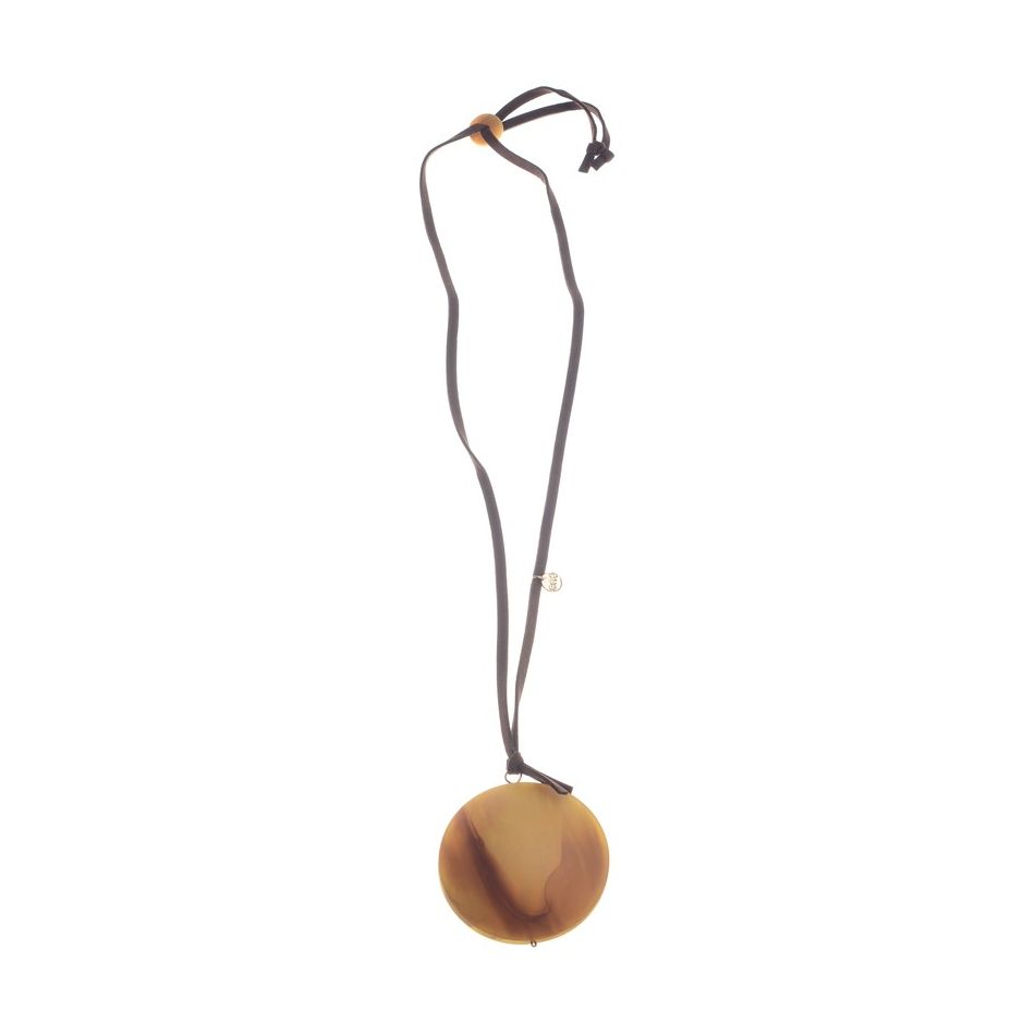 COLLAR LARGO COLGANTE CIRCULAR RESINA MATE