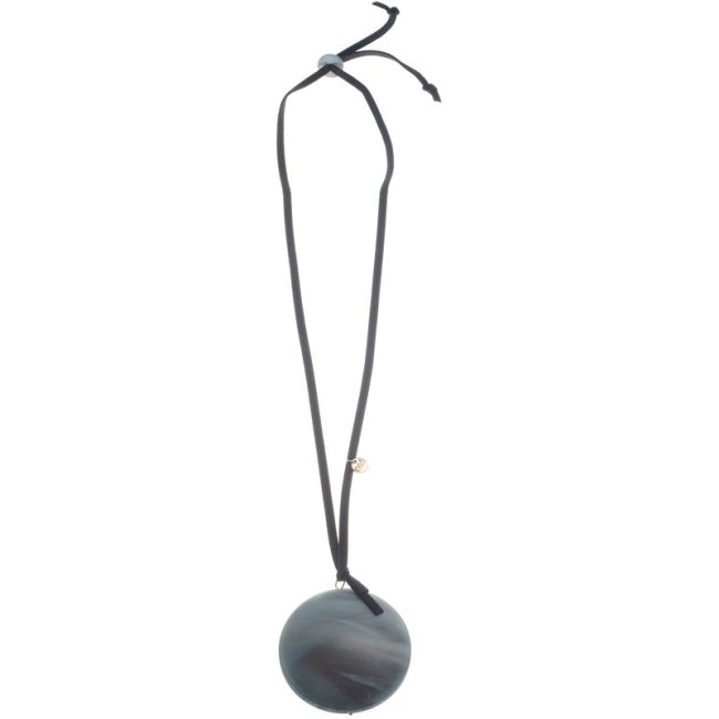 MATT RESIN CIRCULAR PENDANT LONG NECKLACE