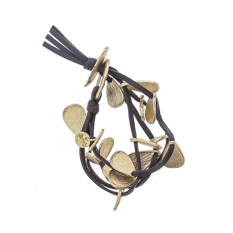 SUEDE BRACELET WITH 4 ROWS METAL BEADS