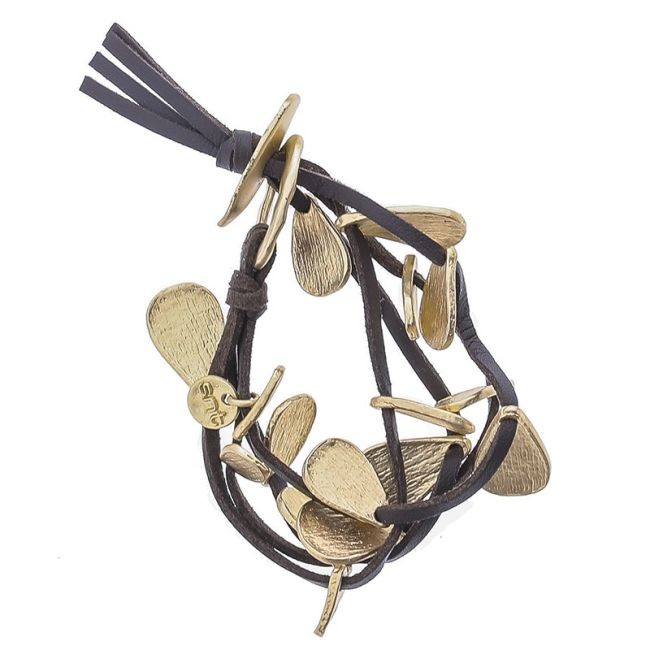 SUEDE BRACELET WITH 4 ROWS METAL BEADS
