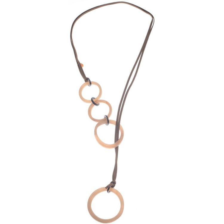 LONG NECKLACE WITH FOUR RESIN RINGS
