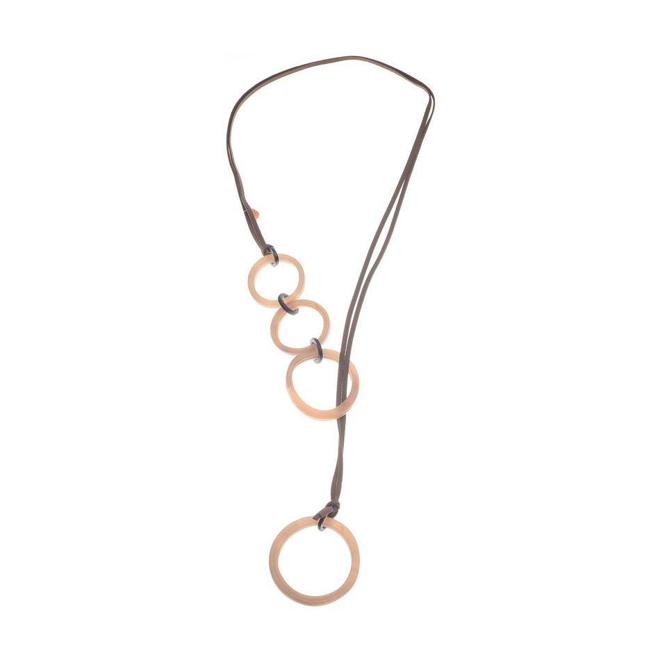 LONG NECKLACE WITH FOUR RESIN RINGS