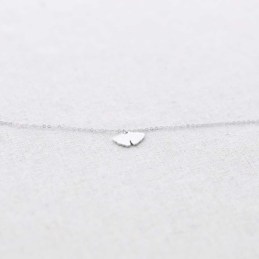 GINKGO LEAF PENDANT STEEL SHORT NECKLACE