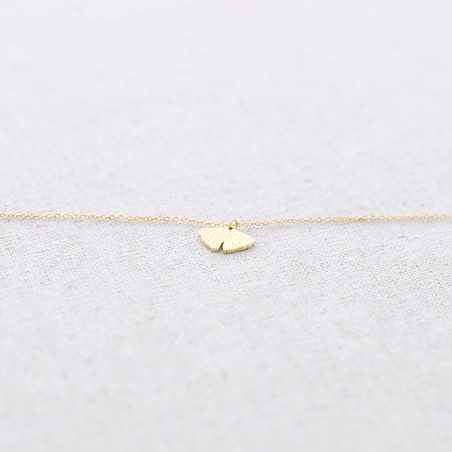 GINKGO LEAF PENDANT STEEL SHORT NECKLACE