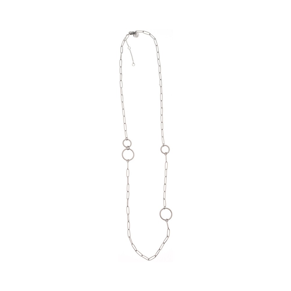 LONG STEEL NECKLACE WITH RECTANGULAR RING CHAIN