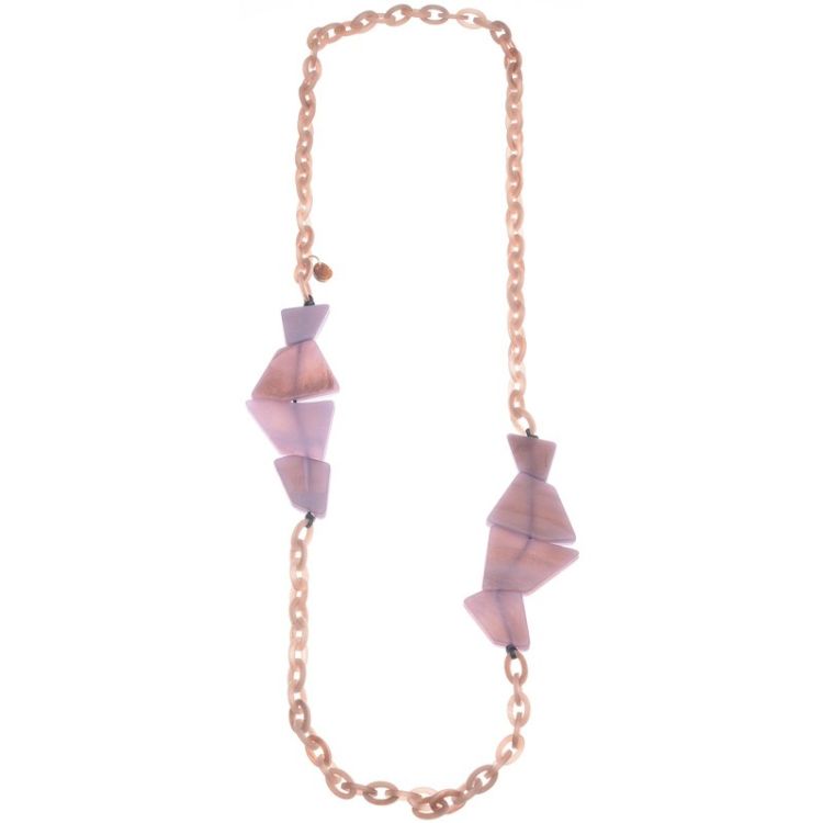 RESIN GEOMETRIC BEADS LINKS LONG NECKLACE