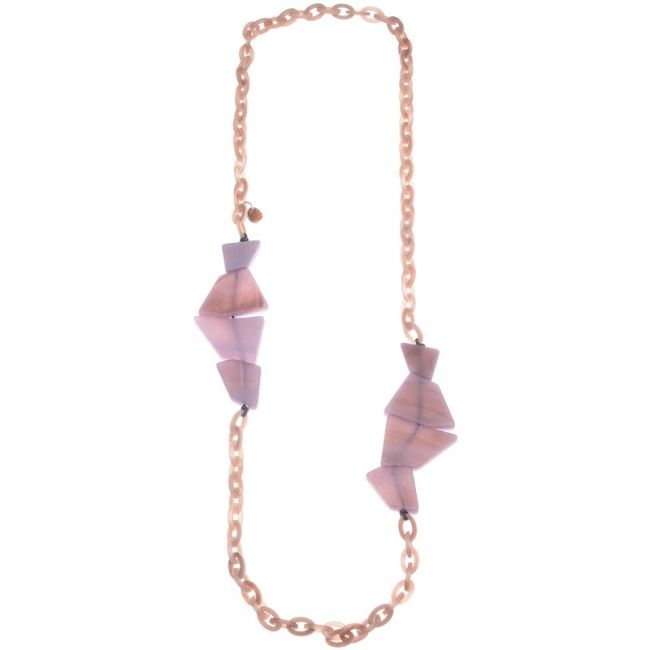 RESIN GEOMETRIC BEADS LINKS LONG NECKLACE