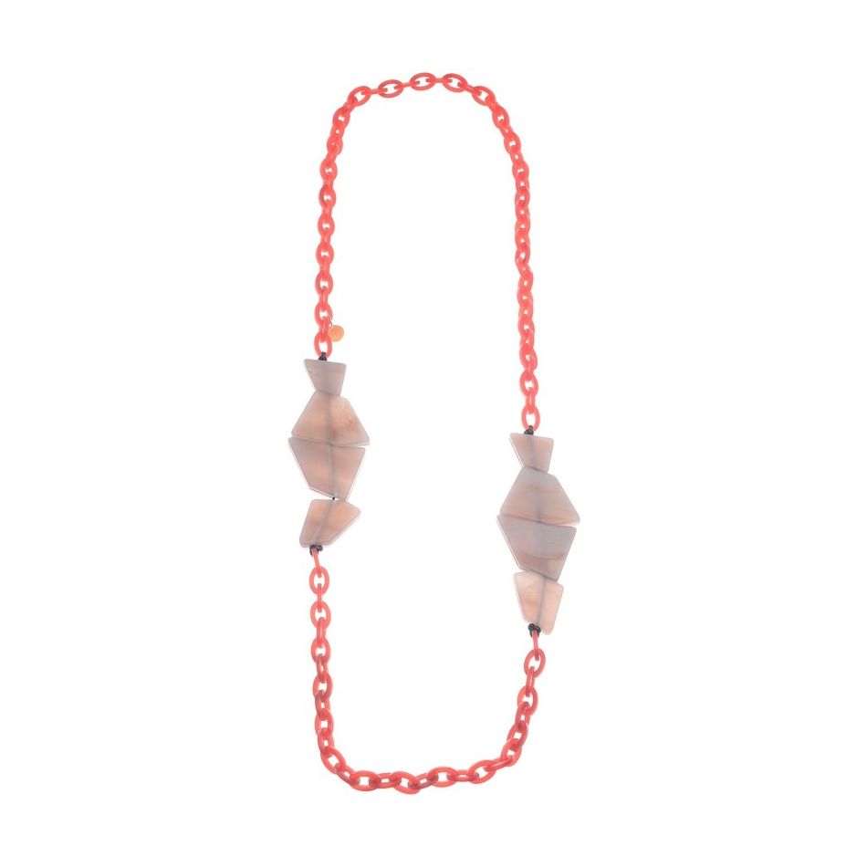 RESIN GEOMETRIC BEADS LINKS LONG NECKLACE