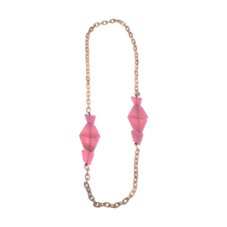 RESIN GEOMETRIC BEADS LINKS LONG NECKLACE