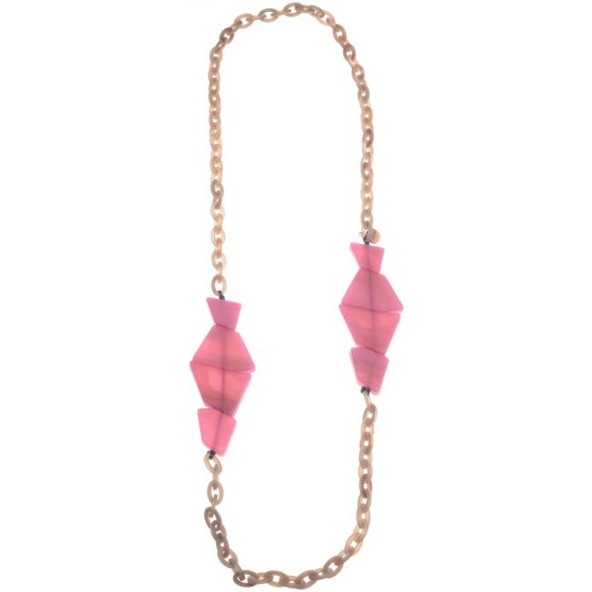 RESIN GEOMETRIC BEADS LINKS LONG NECKLACE
