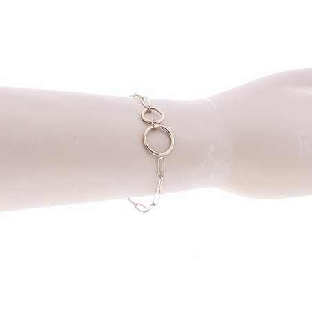 DOUBLE RING RECTANGULAR CHAIN STEEL BRACELET