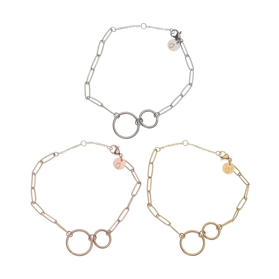 PULSERA ACERO CADENA RECTANGULAR DOBLE ANILLA