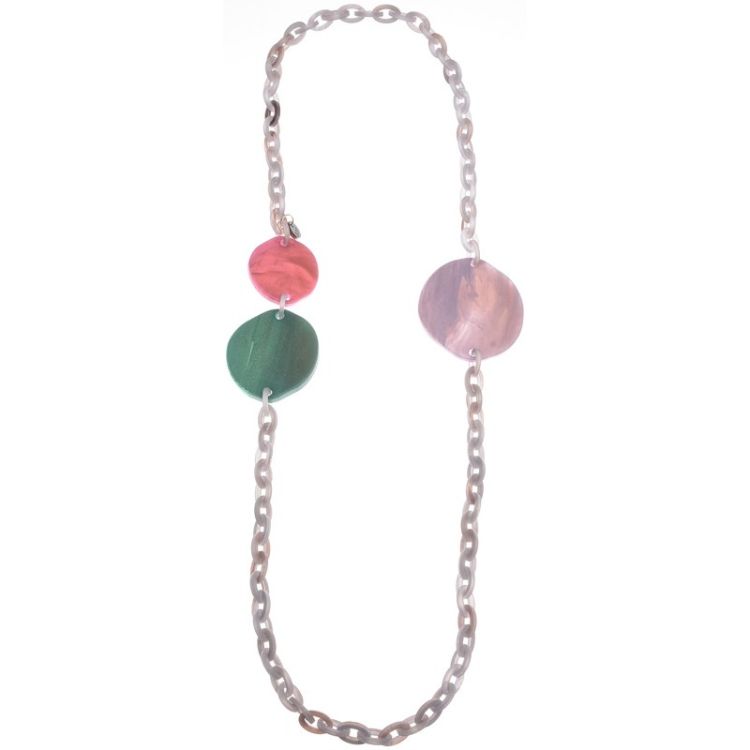 RESIN GEOMETRIC BEADS LINKS LONG NECKLACE