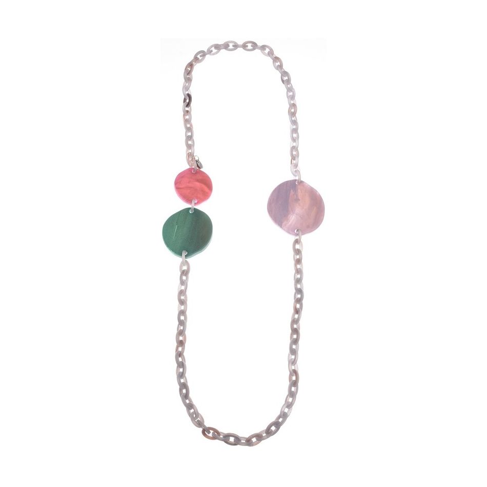 RESIN GEOMETRIC BEADS LINKS LONG NECKLACE