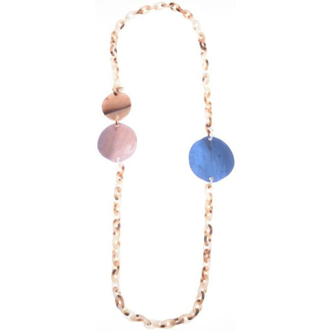 RESIN GEOMETRIC BEADS LINKS LONG NECKLACE