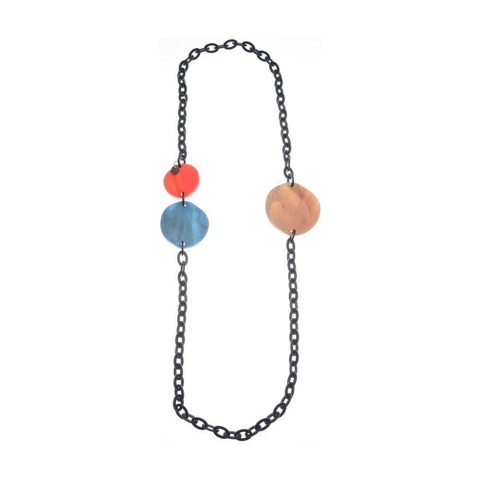 RESIN GEOMETRIC BEADS LINKS LONG NECKLACE