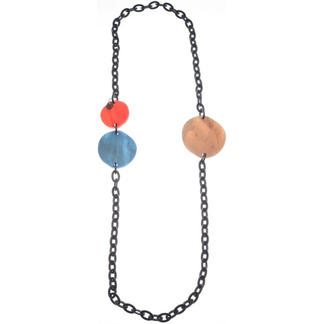 RESIN GEOMETRIC BEADS LINKS LONG NECKLACE