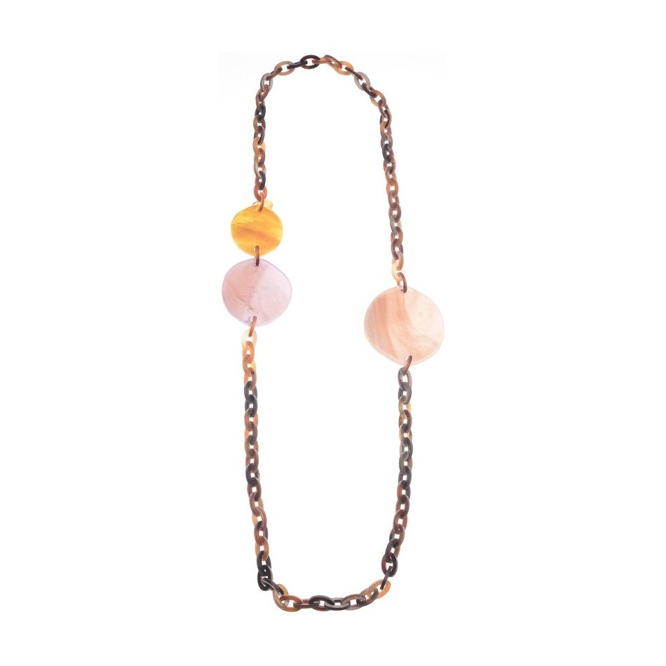 RESIN GEOMETRIC BEADS LINKS LONG NECKLACE