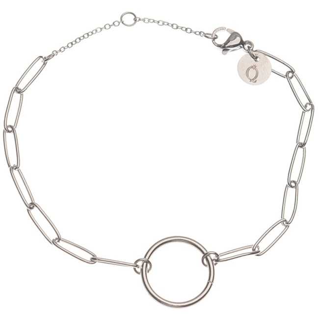 STEEL BRACELET WITH RECTANGULAR RING CHAIN