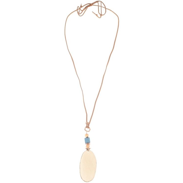 METAL OVAL MEDAL PENDANT LONG NECKLACE 2